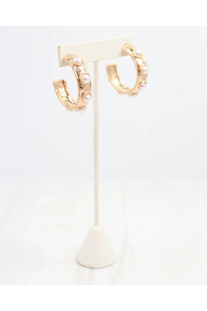 Frazee Pearl Hoop Worn Gold