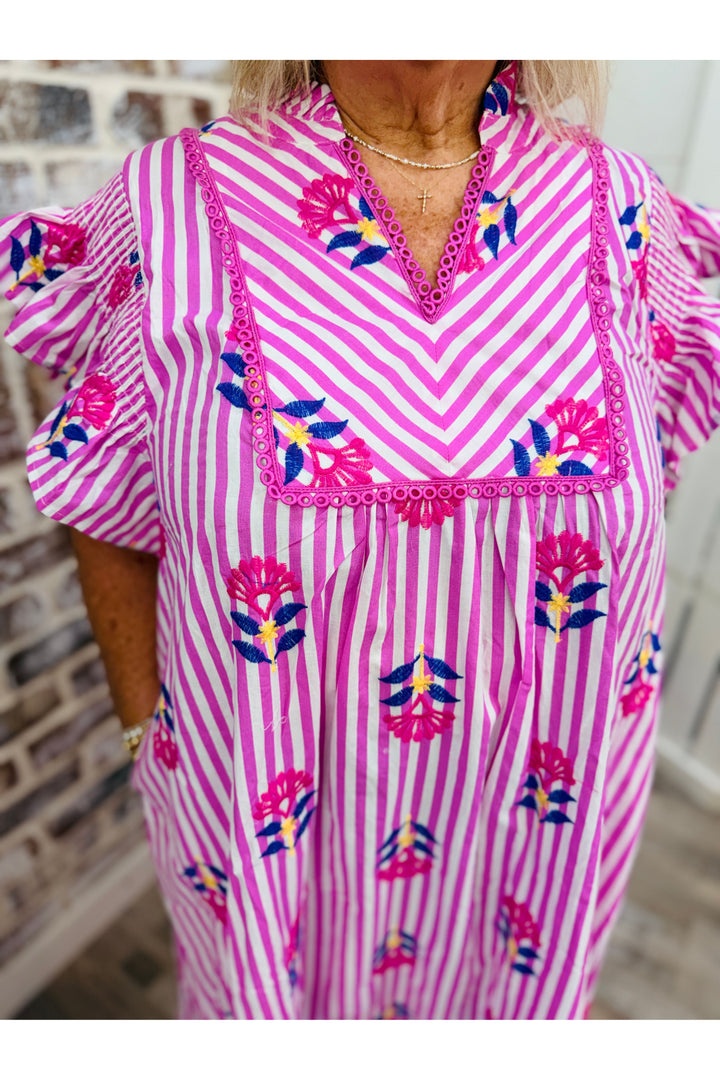PLUS | Pink Flutters Midi Dress