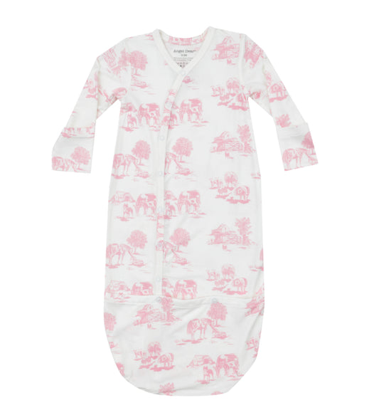 Farm Toile Pink - Bundle Gown 0-3m