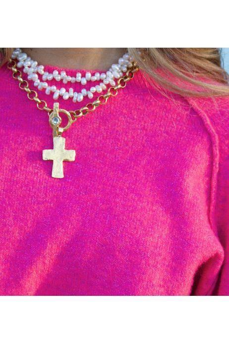 Alta Maes Cross Toggle Chain Necklace