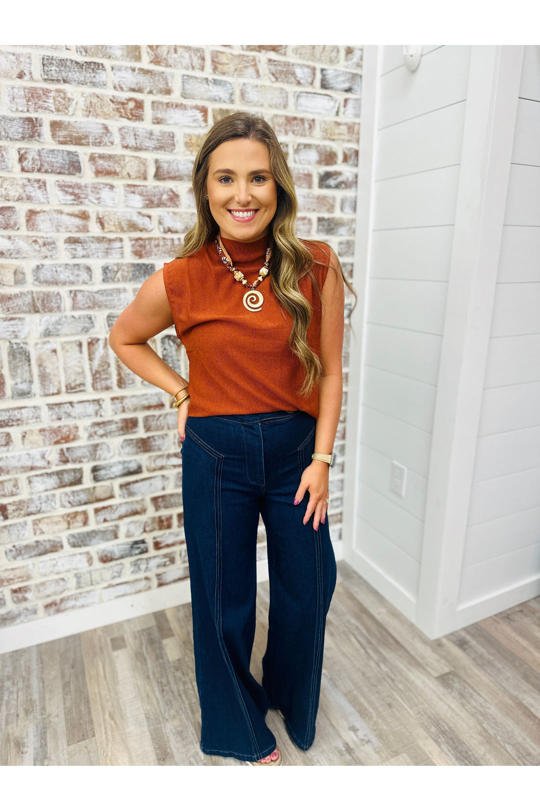 Crinkle Clay Sleeveless Top