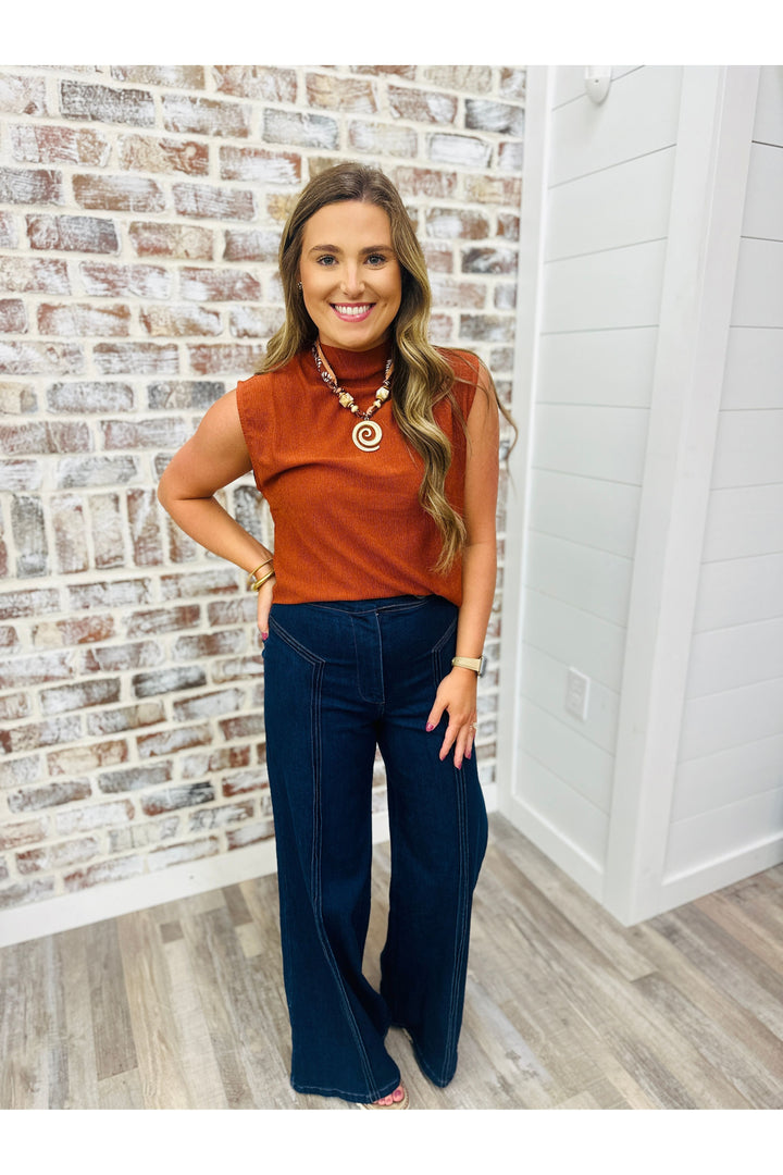 Crinkle Clay Sleeveless Top