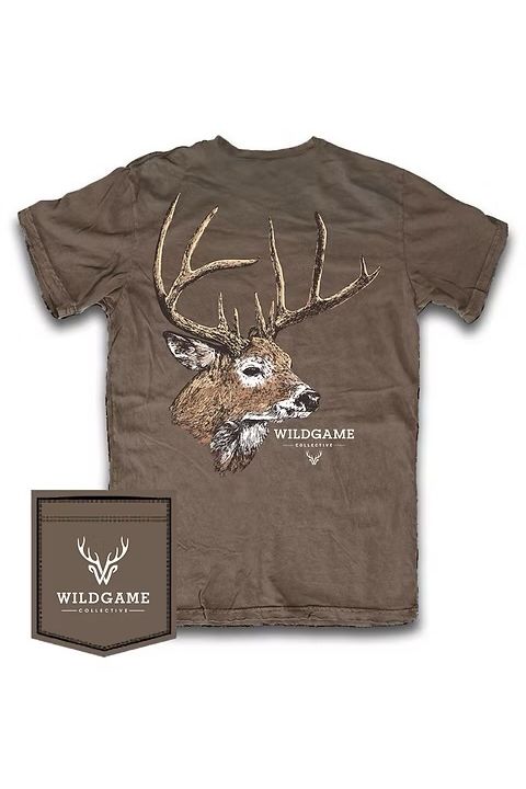 Brown tee with Buck on back and Wildgame Collection text