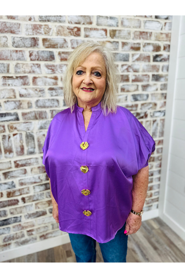 Eugina Oversized Button Top