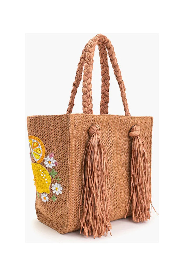 DAISY CITRUS STRAW TOTE