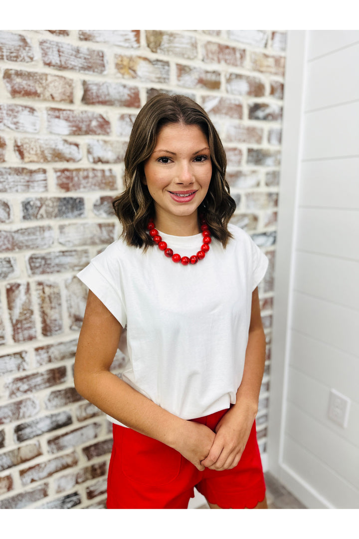 White Short Sleeve Top
