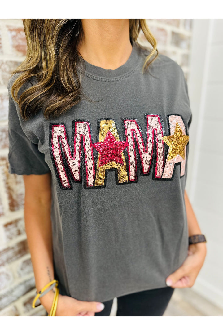 Mama Pink & Gold Sequin Tee