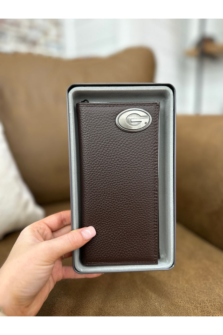 Long Leather Brown Pebble Wallet