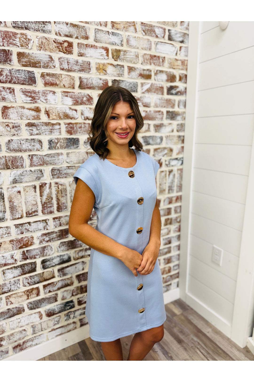 Baby Blue Button Dress