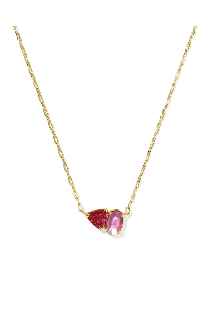 Tatum Gold Short Pendant Necklace - Pink Mix