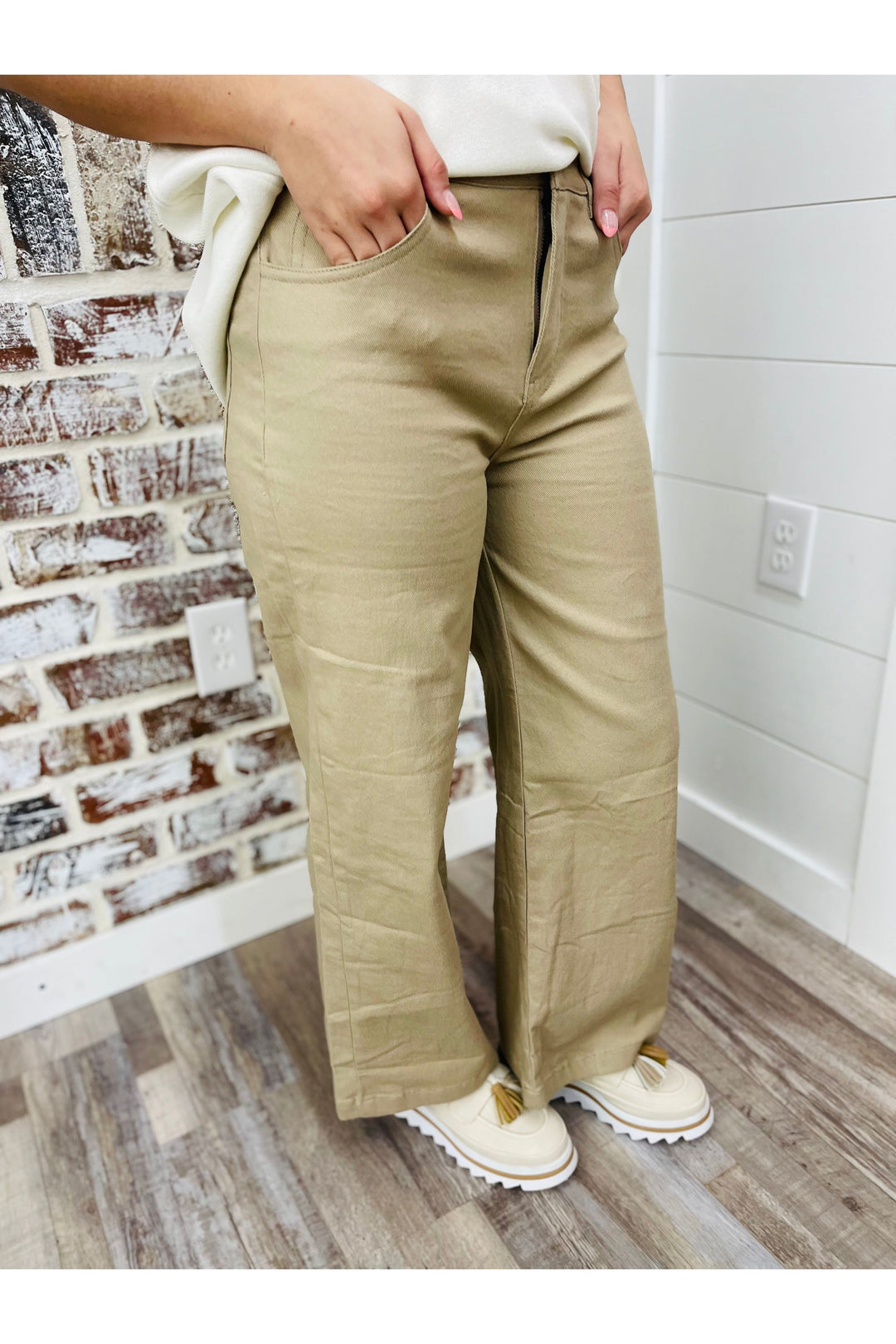 Tan Wash Wide Pants