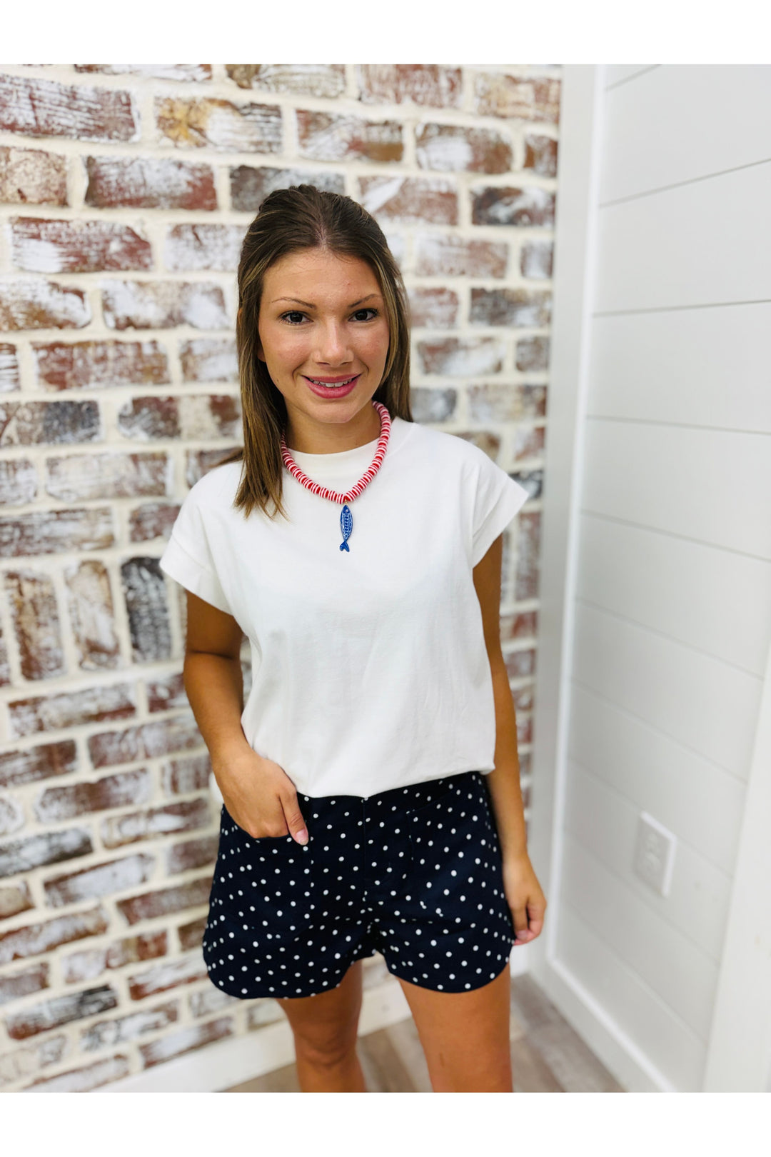 Navy Polka Dot Shorts