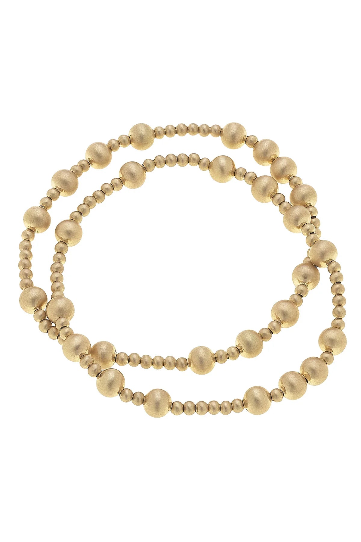 Shelby Ball Bead Stretch Bracelets (Set of 2) in Satin Gold