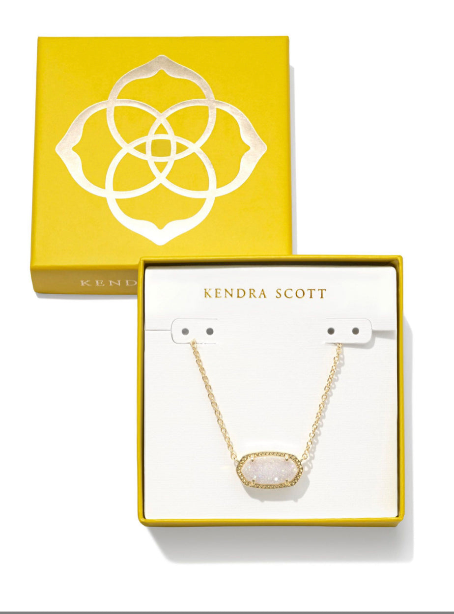 Kendra Scott| BOXED ELISA PENDANT NECKLACE GOLD IRIDESCENT DRUSY