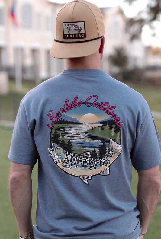 Burlebo Heather Blue River Fish T-Shirt