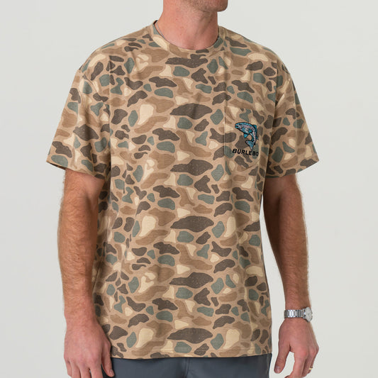 Burlebo | SS Pintail Camo - Jumping Trout Pocket Tee
