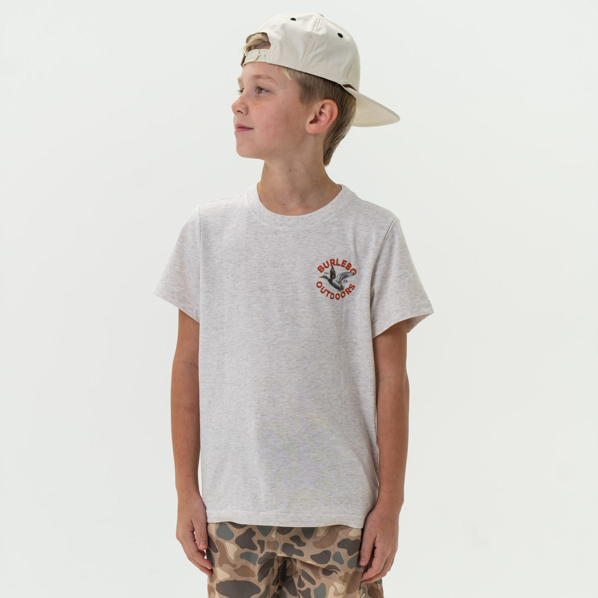 Burlebo | Youth Tee - Old School Duck Hunt Heather Oatmeal