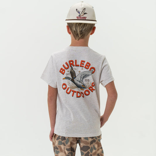 Burlebo | Youth Tee - Old School Duck Hunt Heather Oatmeal