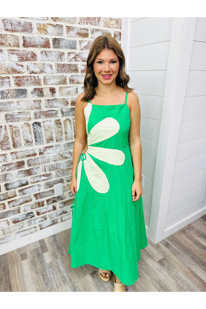 Cut Out Flower Midi Dress