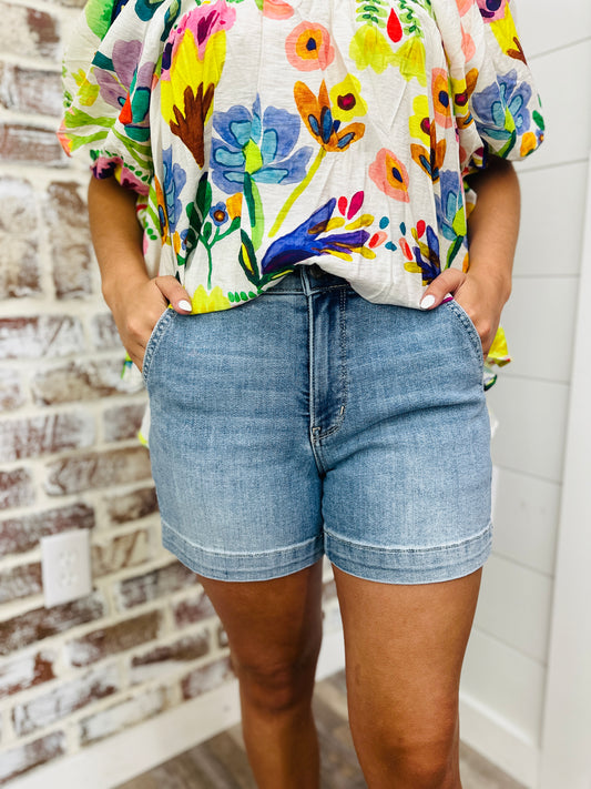 Judy Blue Medium Denim Trouser Shorts