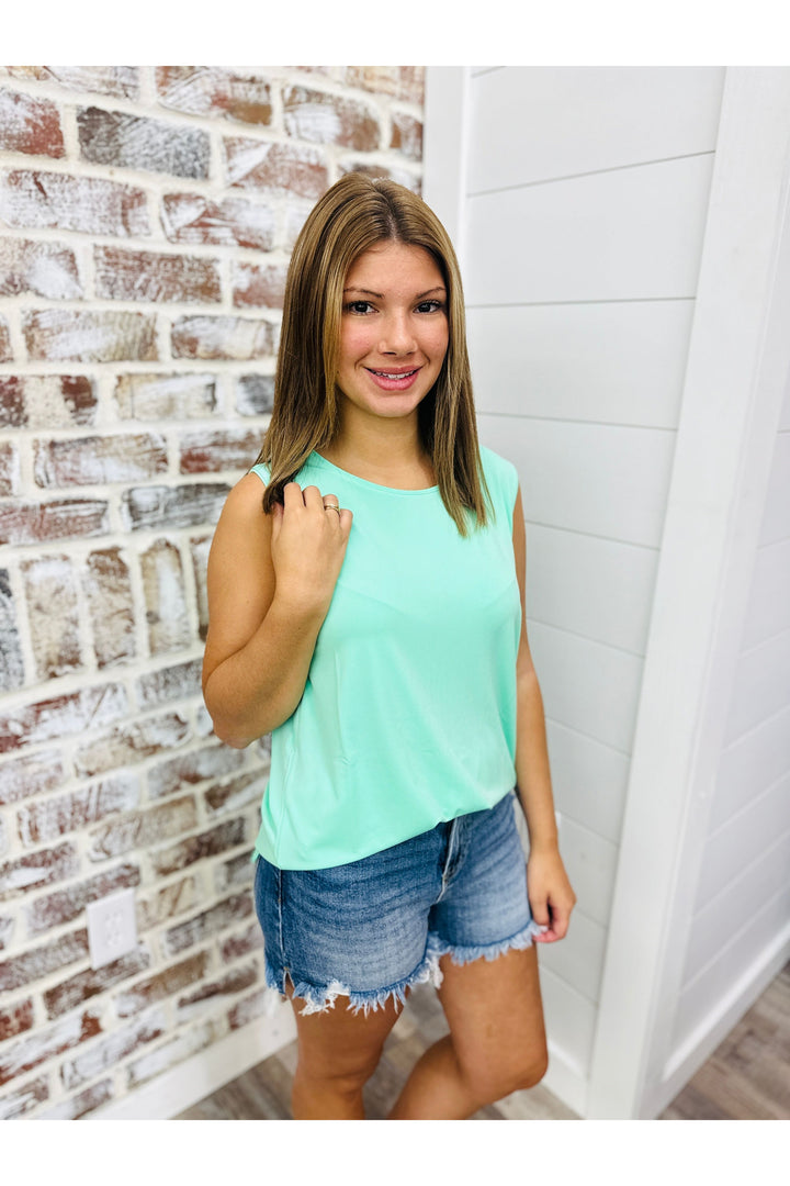 Mint Side Slit Tunic Tank