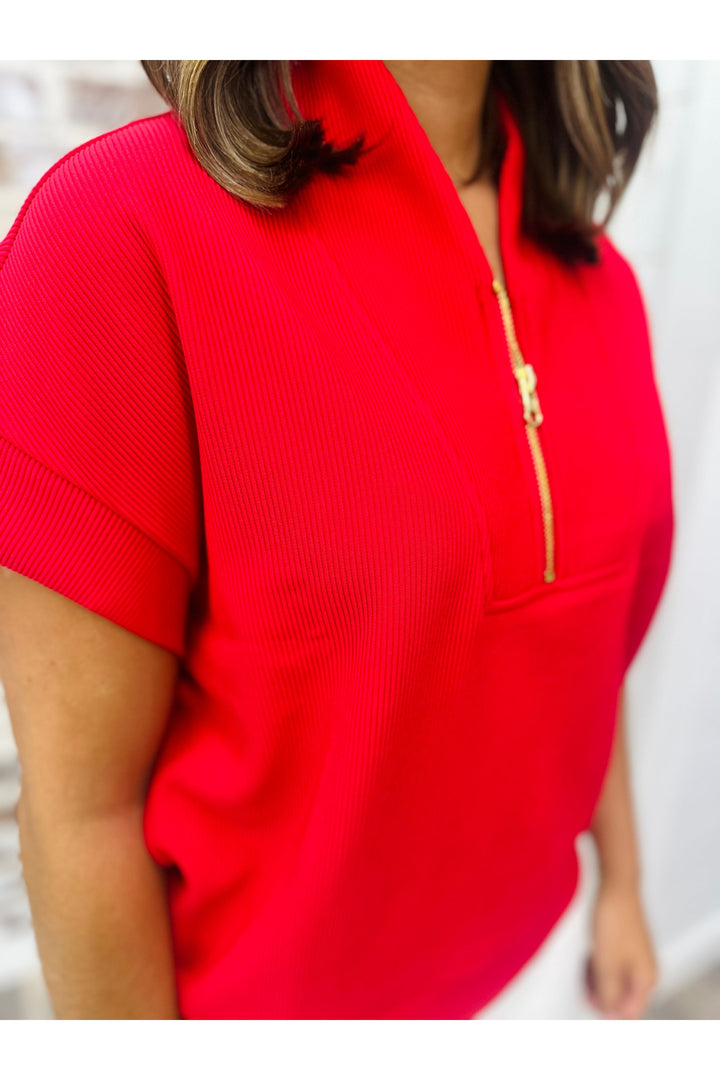 Red Zipper Top
