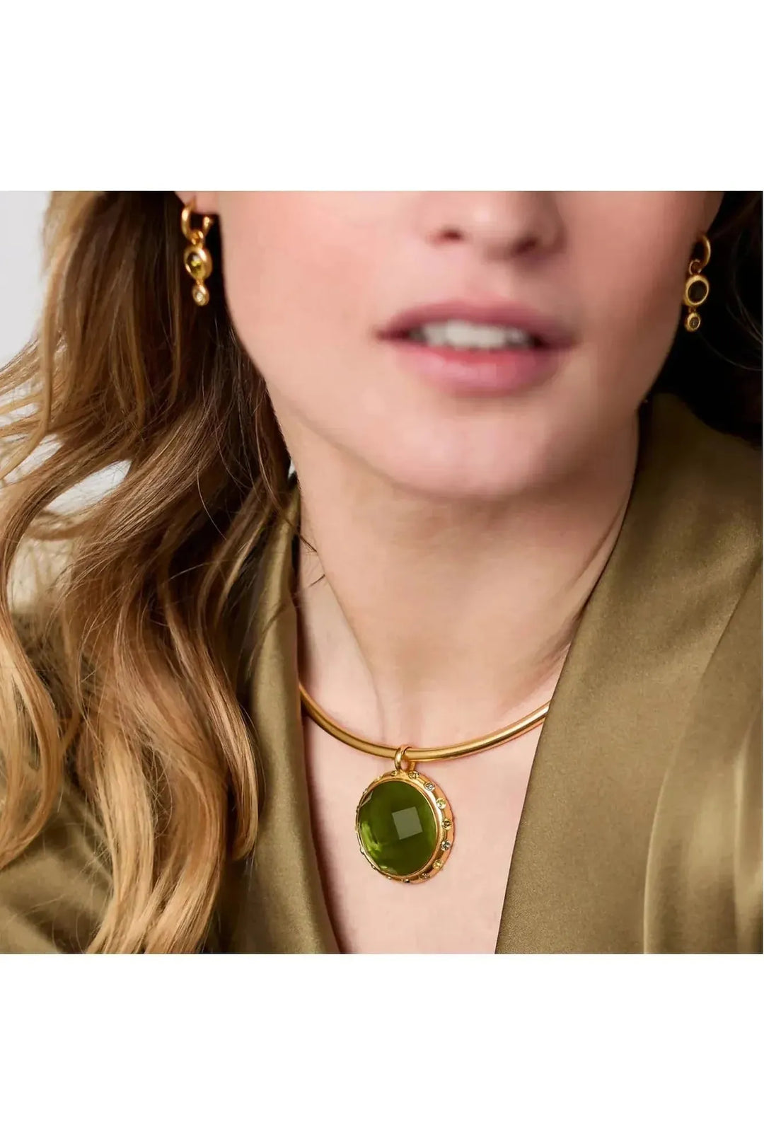 Julie Vos | Rainbow Statement Necklace - Iridescent Palmetto Green