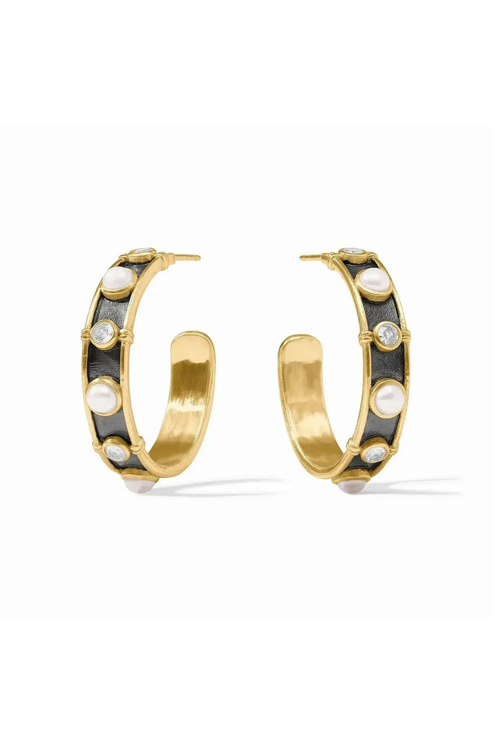 Julie Vos | Tribeca Hoop - Cubic Zirconia & Pearl (medium)