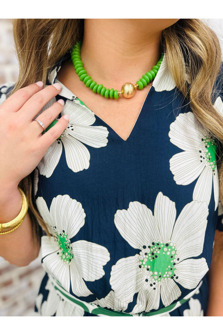 Navy Flowers Midi Dress