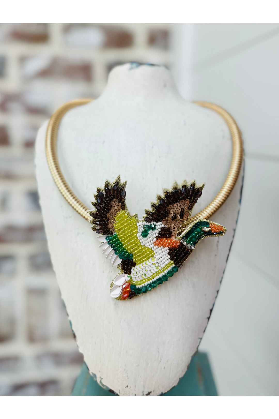Beaded Mallard Statement Necklace