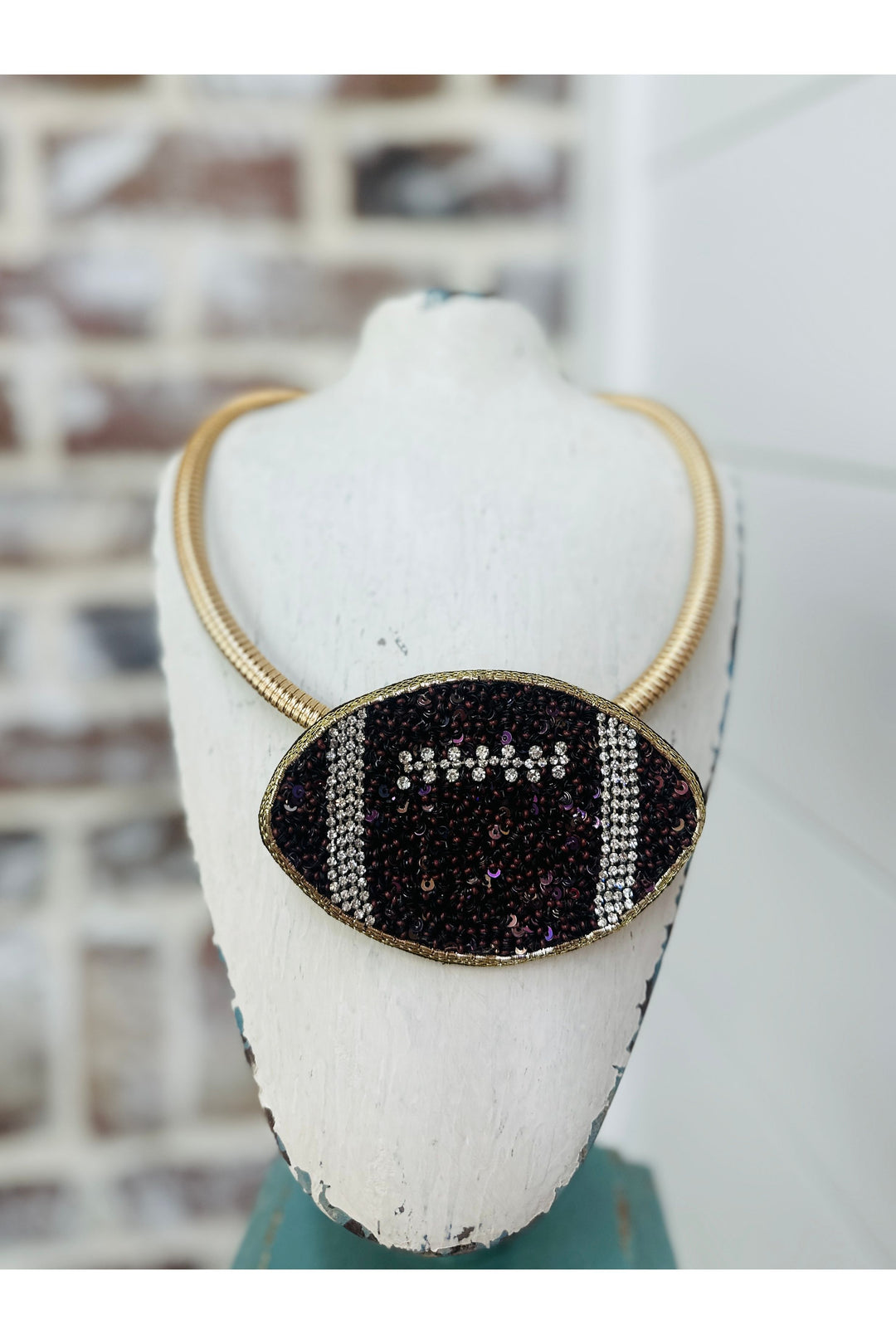 Beaded Football Statement Necklace